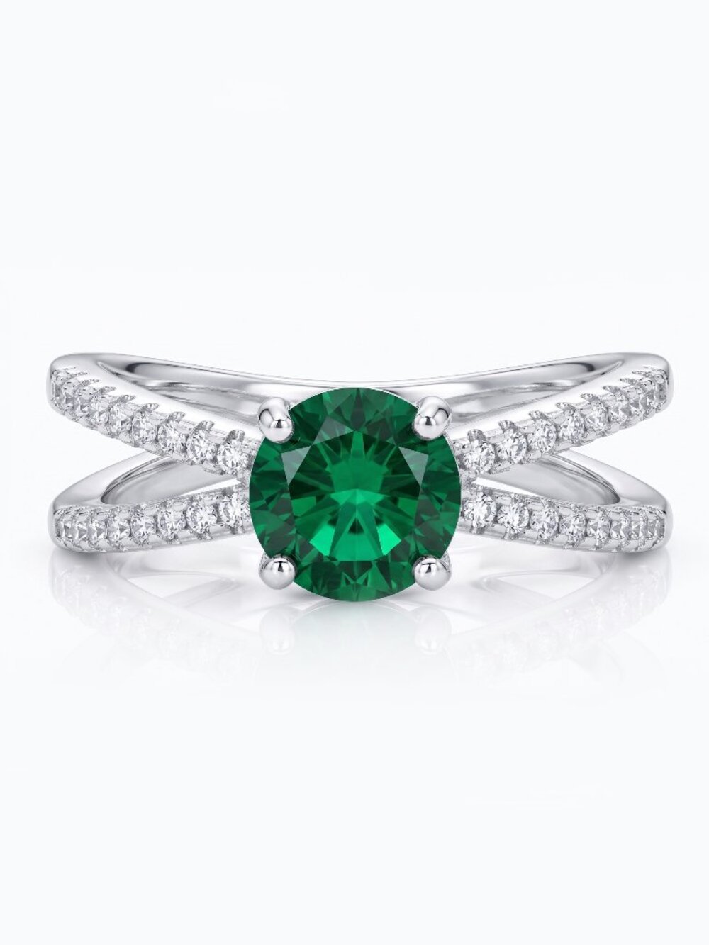 Emerald Green Gemstone Wishbone Ring, 925 Sterling Silver Charmed Aroma